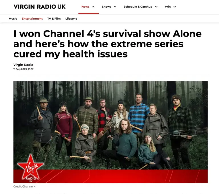 Alone Channel 4 contestants survival show group photo in forest setting.