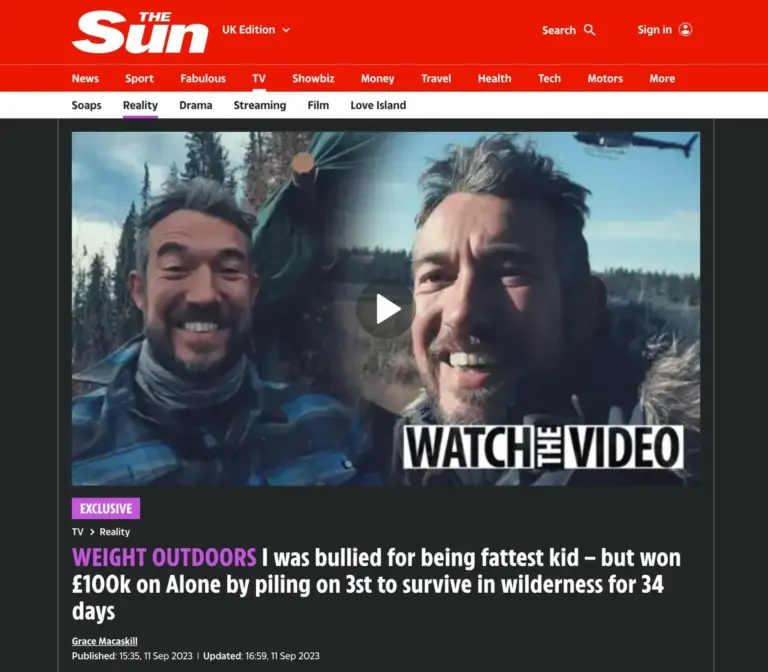 Alone TV show contestant smiling, before and after wilderness survival challenge. Watch video.